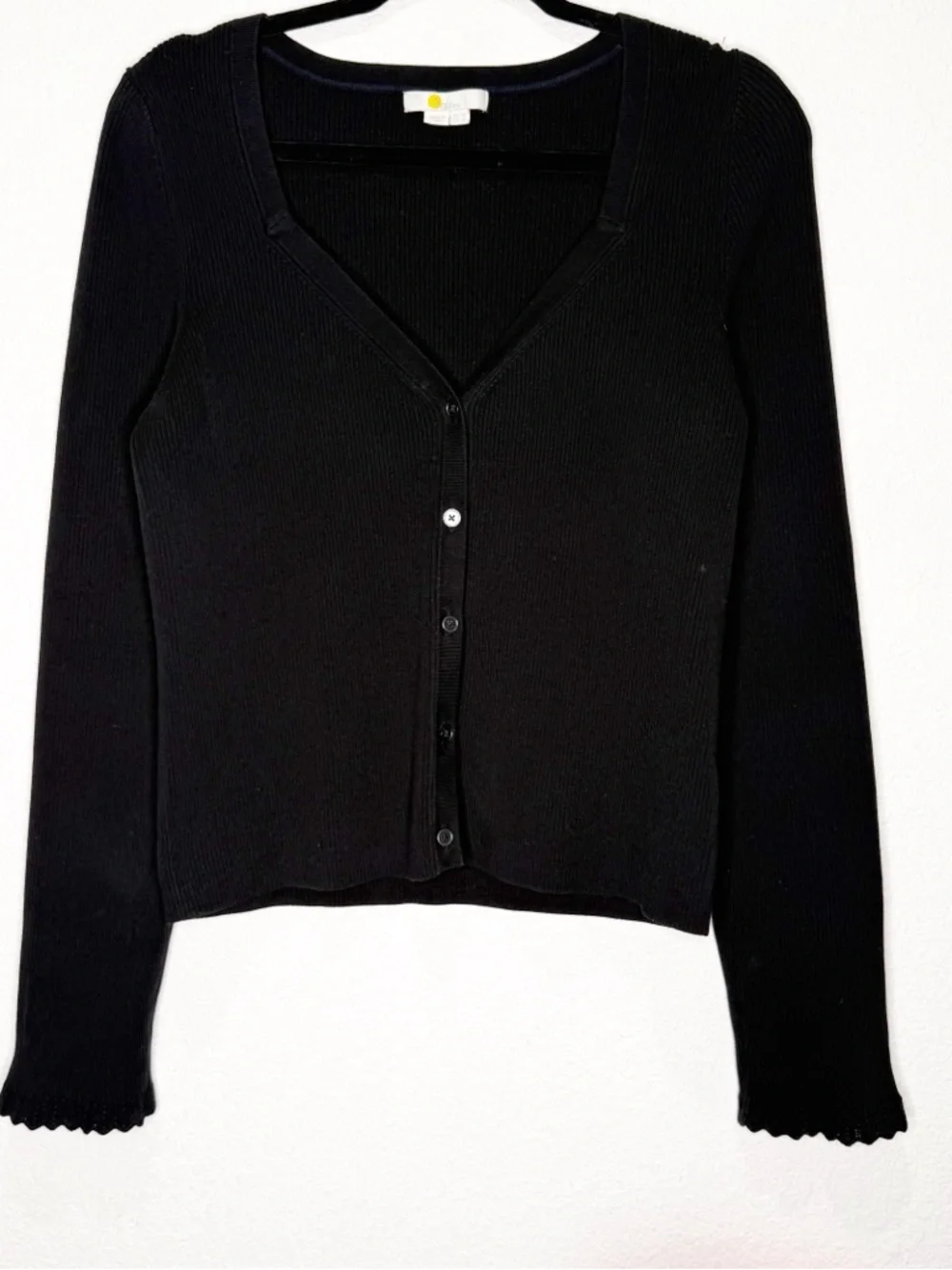 NWOT Boden Ribbed Sweetheart Cardigan Sweater Black K0687 12 - Picture 6 of 12